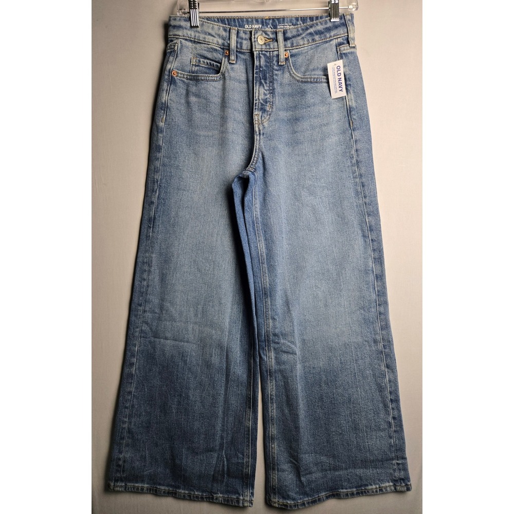 Old Navy Extra High Rise Super Wide Leg Drapey Denim Jeans Light Wash 2 Petite